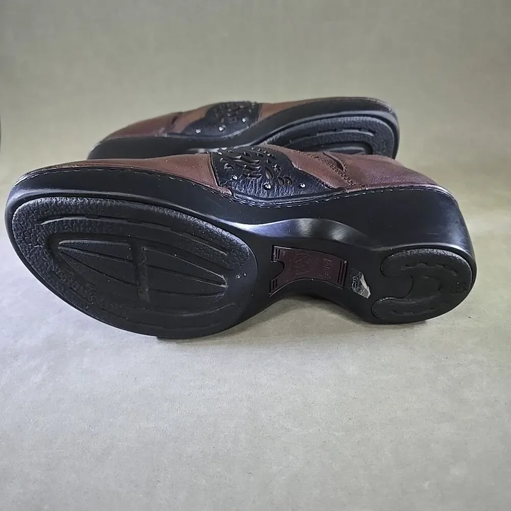 Ariat Shoes Womens Size 10B Leather Slip On Comfort Clog Floral 20838 - Picture 10 of 11